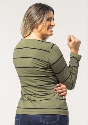 Blusa Pau a Pique Listrada Verde
