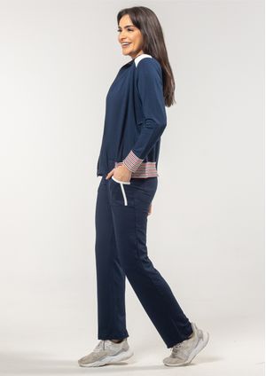 Calça Pau a Pique Básica Moletinho Azul Marinho