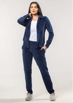 Calça Pau a Pique Plush Básica Azul Marinho