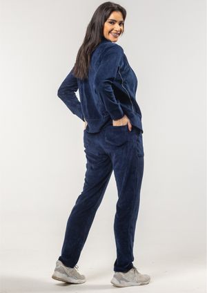 Calça Pau a Pique Plush Básica Azul Marinho