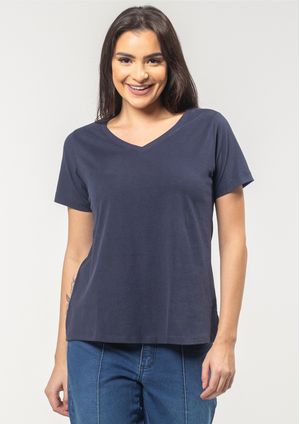 Blusa Pau a Pique Básica Azul Marinho