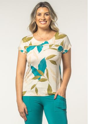 Blusa Pau a Pique Estampada Verde