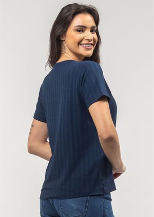Blusa Pau a Pique Básica Azul Marinho