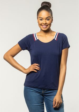 Blusa Pau a Pique Básica Azul Marinho