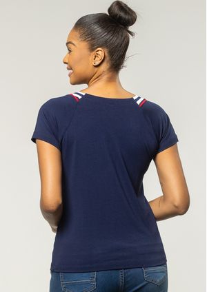 Blusa Pau a Pique Básica Azul Marinho