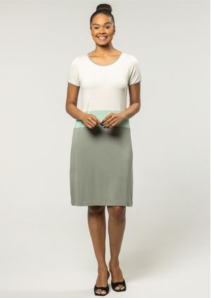 Vestido Pau a Pique Listrado Verde e Cru