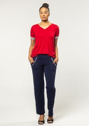 Calça Pau a Pique Básica Azul Marinho e Off White