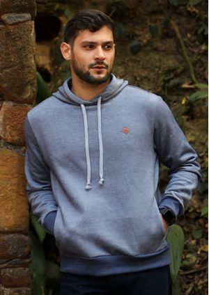 Blusa Pau a Pique Moletom Capuz Azul