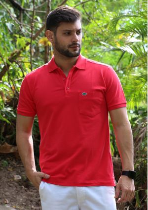 Camisa Pau a Pique Polo Coral