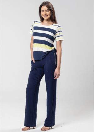 Calça Pau a Pique Básica Azul Marinho e Verde