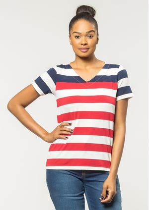 Blusa Pau a Pique Listrada Vermelho
