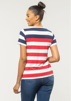 Blusa Pau a Pique Listrada Vermelho