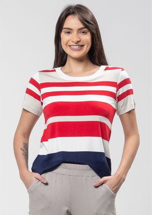 Blusa Pau a Pique Listrada Vermelho