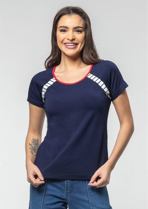 Blusa Pau a Pique Básica Azul Marinho