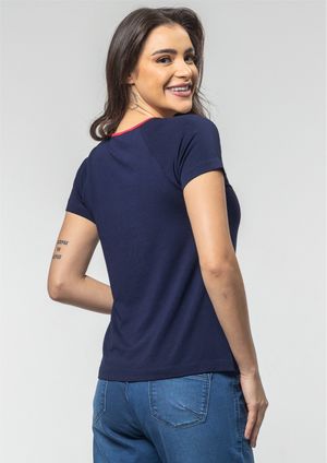 Blusa Pau a Pique Básica Azul Marinho