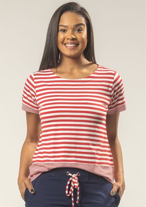 Blusa Pau a Pique Listrada Vermelho