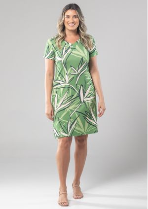 Vestido Pau a Pique Estampado Verde