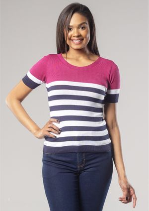 Blusa Modal Pau a Pique Listrada Roxo