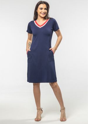 Vestido Pau a Pique Náutico Azul Marinho