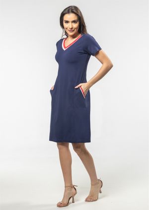 Vestido Pau a Pique Náutico Azul Marinho
