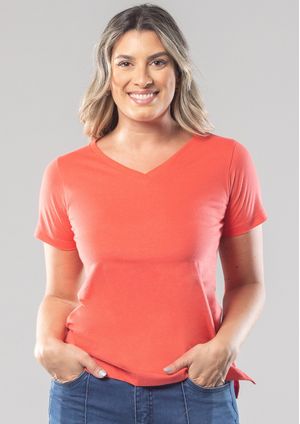 Baby Look Pau a Pique Básica Algodão Coral