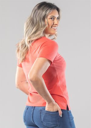 Baby Look Pau a Pique Básica Algodão Coral