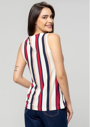 Regata Pau a Pique Listrada Vermelho