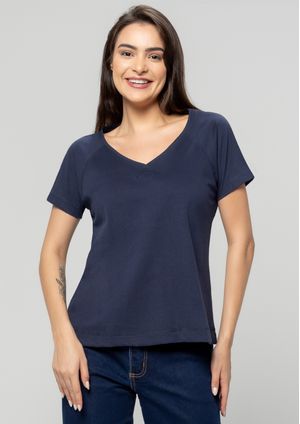 Blusa Pau a Pique Básica Azul Marinho