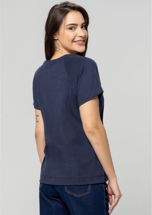 Blusa Pau a Pique Básica Azul Marinho