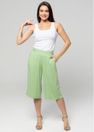 Calça pantacourt Pau a Pique Básica Viscose Verde