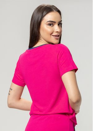 Blusa Pau a Pique Básica Pink e Marinho