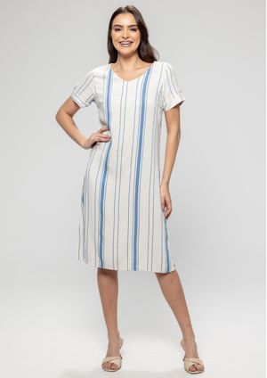 Vestido Pau a Pique de Viscolinho Azul