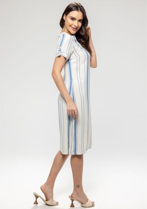 Vestido Pau a Pique de Viscolinho Azul