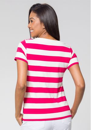Blusa Pau a Pique Listrada Pink