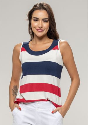 Regata Pau a Pique Listrada Vermelho