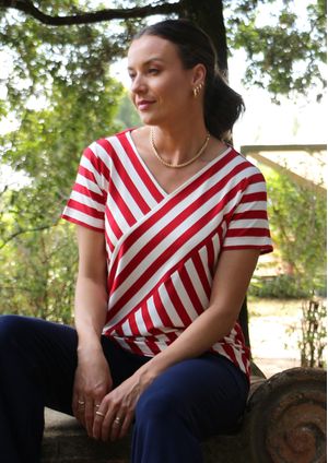 Blusa Pau a Pique Listrada Vermelho