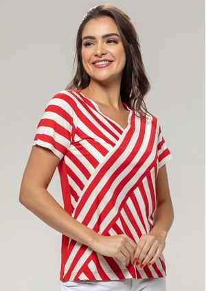 Blusa Pau a Pique Listrada Vermelho