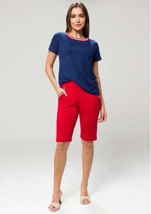 Bermuda Pau a Pique Básica Vermelho