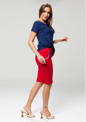 Bermuda Pau a Pique Básica Vermelho