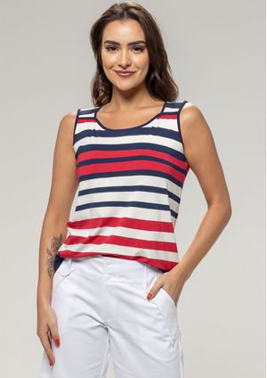 Regata Pau a Pique Listrada Vermelho e Marinho