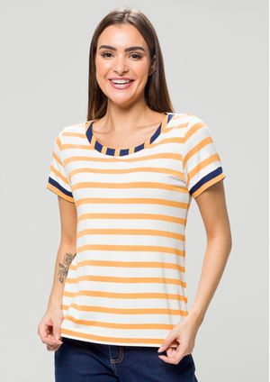 Blusa Pau a Pique Listrada Laranja