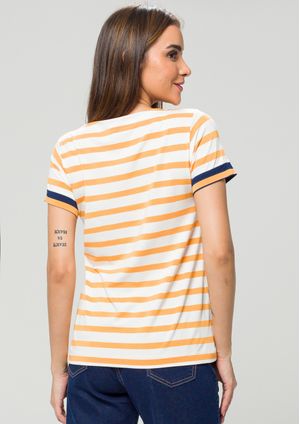 Blusa Pau a Pique Listrada Laranja
