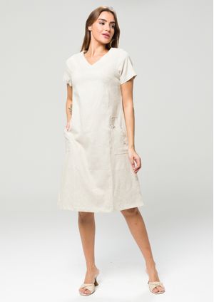 Vestido Pau a Pique de Viscolinho Cru