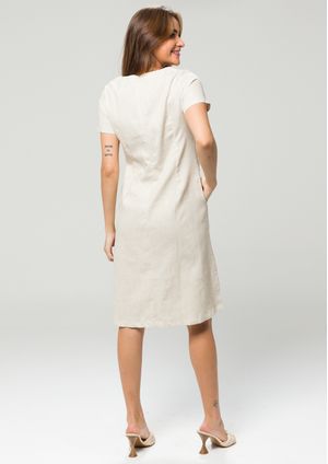 Vestido Pau a Pique de Viscolinho Cru