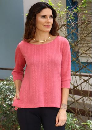 Blusa Pau a Pique Manga 3/4 Rosê
