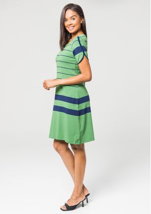 Vestido Pau a Pique Listrado Verde