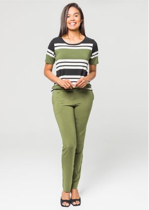 Calça Pau a Pique Básica Moletinho Verde Musgo