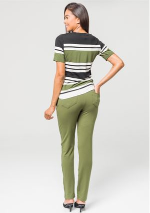 Calça Pau a Pique Básica Moletinho Verde Musgo