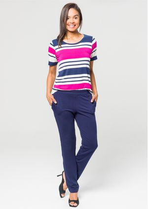 Calça Pau a Pique Básica Moletinho Azul Marinho