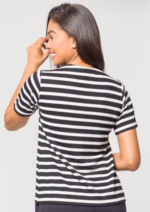 Blusa Pau a Pique Listrada Preto
